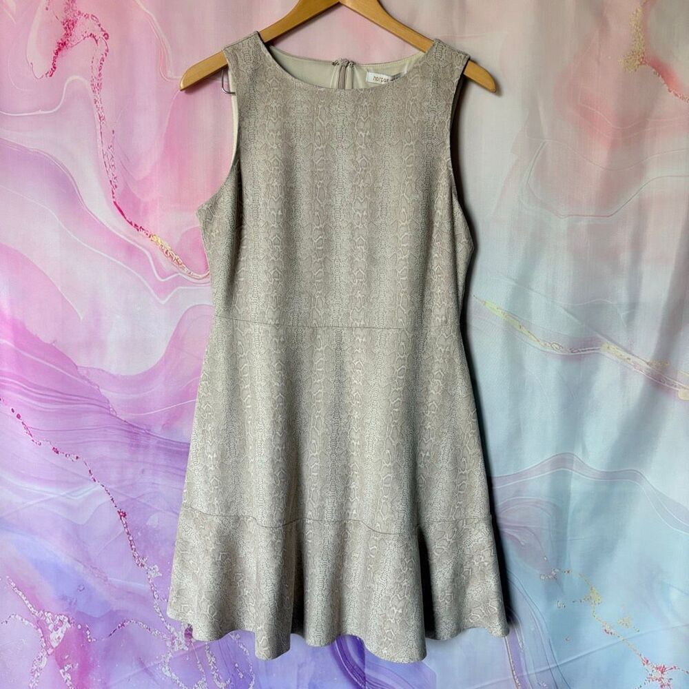 Harper Wren L Cream Tan Snake Skin Print NWT Fit & Flare Dress Preppy Coastal